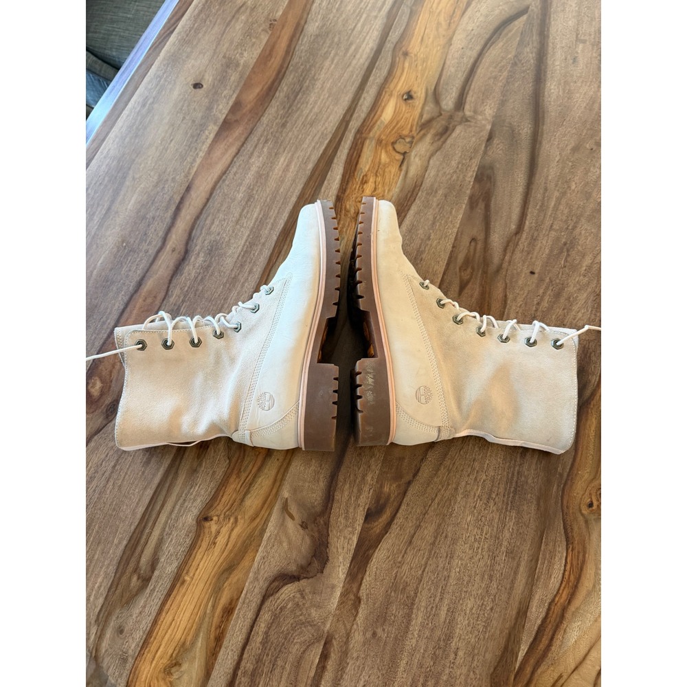Timberland Womens Cream Suede Leather Shearling Lined Lace Up Boots Size 7 - Picture 3 of 12